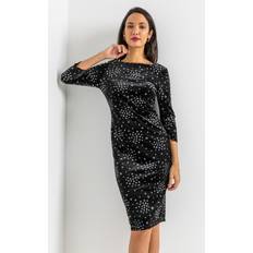 Negro Vestidos Roman Glitter Star Print Velvet Dress