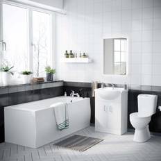Toilets Nes Home 3-Piece Gloss White Basin Vanity Close Coupled wc and Bath Tub Bathroom Suite