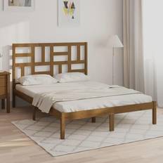 vidaXL Estructura De Cama Madera Maciza Marrón Miel 120x200 cm