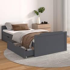 vidaXL dark grey Solid Wood Pine Bed Frame