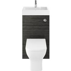 Toilets Nuie Athena Basin and wc Toilet Combination Unit 500mm Wide Charcoal Black Woodgrain
