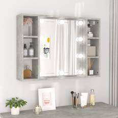 Gris Armoires de Toilette avec Miroir vidaXL Armoire À Miroir Avec LED Gris Béton 76 x 15 x 55 cm