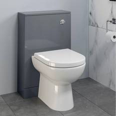 Aurora Bathroom Toilet wc Concealed Cistern Pan Soft Close Gloss Grey 500mm