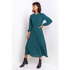 Roman Tile Print Fit & Flare Midi Dress