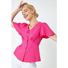 Viscose Blouses Linen Button Through Blouse