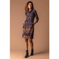 Roman Owl Print Cowl Neck Dress