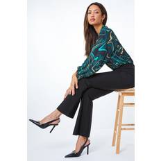 Full Length Boot Cut Stretch Trousers - Black