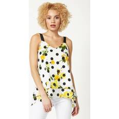 Giallo Gilet Roman Floral Spot Print Overlay Vest Top