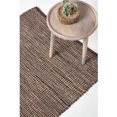 Homescapes Madras Leather Hemp Rug Brown cm