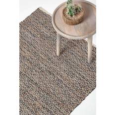 Leather Carpets & Rugs Homescapes Real Leather Handwoven Diamond Pattern Brown