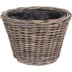 Tapered Rattan Round Planter with Plastic Lining