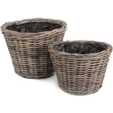 Tapered Rattan Round Planter with Plastic Lining