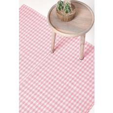 Pink Carpets Homescapes Gingham Check White, Pink