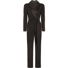 Adrianna Papell Knit Crepe Tuxedo Jumpsuit - Black