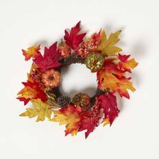 Plastic Decorations Homescapes Autumn Wreath with Pumpkins Decoration