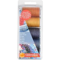 Sytråd 100 polyester Gutermann Trådsæt Jeans 100-200m Ass Farver 5 stk