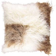 Natures Collection Tibetansk lammeskindspude Komplet pyntepude Beige, Brun, Hvid (40x40cm)