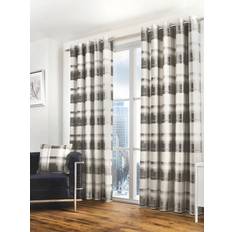 Grey Curtains Fusion Check Eyelet Lined