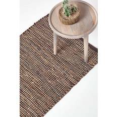 Leather Carpets & Rugs Homescapes Madras Leather Hemp Hall Runner Brown