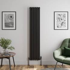 Duratherm Vertical Oval Tube Double Panel Designer Radiator 1800 360mm Black