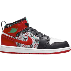 Nike Air Jordan 1 Mid SE PS - White/Black/Roma Green/University Red