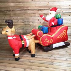 Party Supplies SnowTime 8ft 240cm LED Outdoor Christmas Inflatables Santa Sleigh & Reindeer Decorations