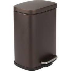 mDesign Stainless Steel Touchless 1.3 Gallon Foot Step Trash Can Lid Container Bin