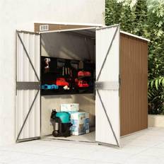 vidaXL Wall-mounted Garden Shed Brown Galvanised