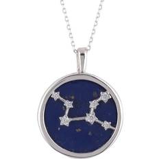 Latelita Zodiac Lapis Gemstone Star Constellation Pendant Necklace Silver Virgo