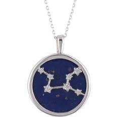 Zodiac Lapis Gemstone Star Constellation Pendant Necklace Silver Virgo