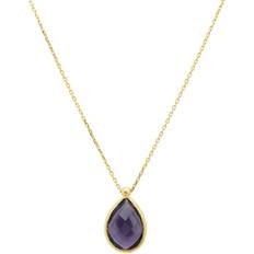 Petite Drop Necklace Gold Amethyst Hydro