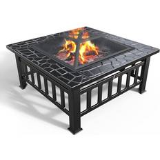 Vounot Fire Bowl with Spark Guard and Grill Grate 45cm