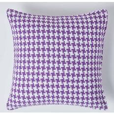 Homescapes Houndstooth Cotton Cushion Cover Purple (60x60cm)