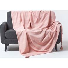 Rose Couvertures Homescapes Jeté De Lit Ou De Canapé Rajput Rose 150 x 200 cm Couverture Rose