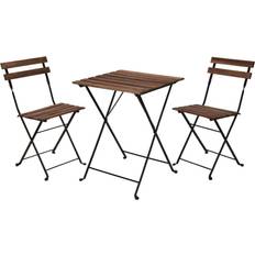 Café Ensembles de Bistrot ProGarden Set Table + 2 Chaises Jardin Pliable En Métal Noir Et Bois Ensemble de Bistrot