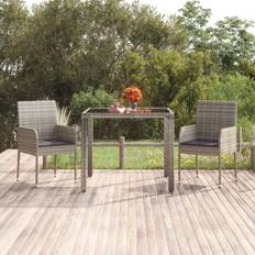 Acier Chaises de Jardin vidaXL Chaises de jardin avec coussins 2 pcs Résine tressée Gris - Grey