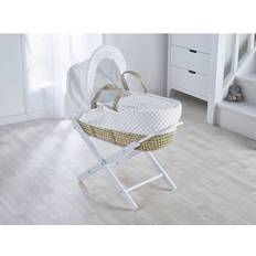 White Bassinetts Kinder Valley White Dimple Palm Moses Basket with Folding Stand Padded Body