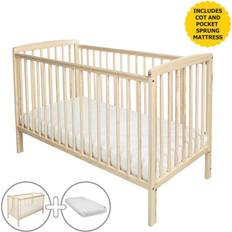 Kinder Valley Sydney Natural Cot with Pocket Sprung Mattress & Removable Washable Water Cover