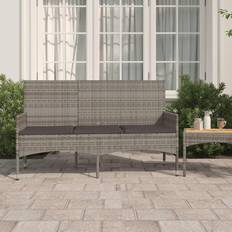 vidaXL À 3 places avec coussins Gris Résine tressée Grey Banc de Jardin