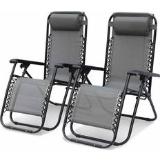 Chaises de Jardin Sweeek Lot de 2 Fauteuils Relax - Graphite/Bleu