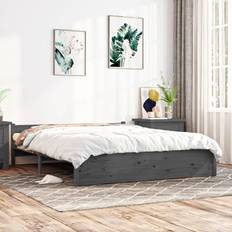 vidaXL grey, 140 Solid Wood Bed Frame