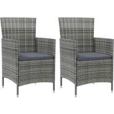 Acier Chaises de Jardin vidaXL Chaises de jardin avec coussins 2 pcs Poly Rattan Gray