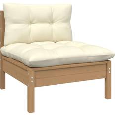vidaXL Garten-Mittelsofa mit Kissen Honigbraun Massivholz Modulsofa