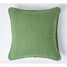 Cushion Covers Homescapes Cotton Rajput Ribbed Cushion Cover Green (60x60cm)