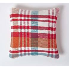Homescapes Tartan 100% Cotton Falun Cushion Cover Red (60x60cm)