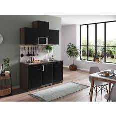 Noir Cuisines Équipées Respekta Küchenzeile/Küchenblock KB150EYSMI 150 cm Schwarz-Eiche York Nachbildung