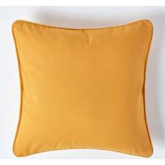 Homescapes Cotton Plain Mustard Cushion Cover Yellow (60x60cm)