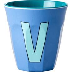 Goedkoop Bekers Rice melamine beker medium letter v dusty blue