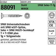 Spax Byggmaterial Spax 0191010601805 Träskruv 6 TFT, FZB, ETA-12/0114, 100-pack 6,0