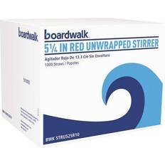 Red Straws Boardwalk Single-Tube Stir-Straws 5 1/4 Red 1000/Pack 10/Carton -BWKSTRU525R10